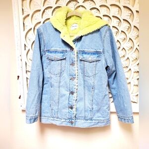 Abrand Denim Light Blue Wash Jean Jacket Coat Sherpa Lined Size 8 / Small